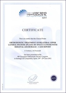 2012.06.18.-23. | Case report Verhovec & Drevenšek - Orthodontic Treatment of Bilateral Upper Lateral Incisor Aplasia