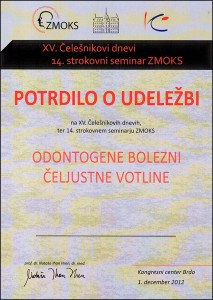 2012.12.01. | Odontogene bolezni čeljustne votline | XV. Čelešnikovi dnevi